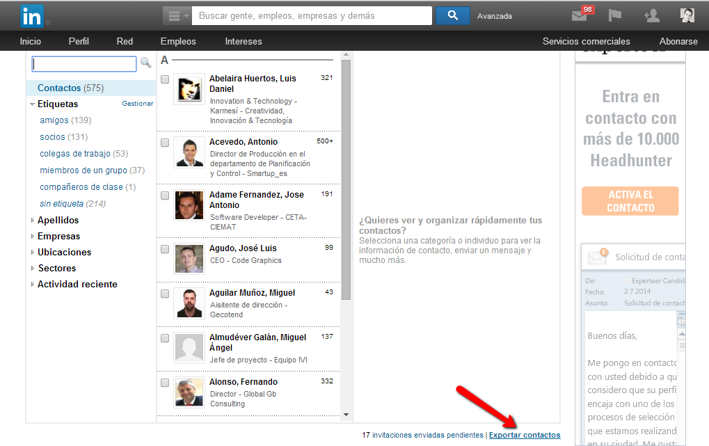 Exportar contactos Linkedin Exportar contactos Linkedin